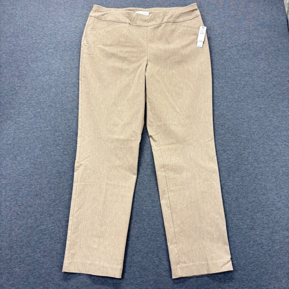 Talbots Pants Womens 14 Beige Pull On Straight Leg Stretch Rayon Blend NEW